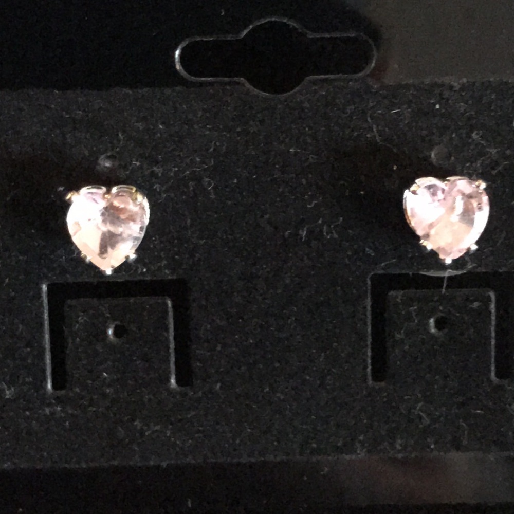 Pink Heart Cut Stud Earrings NWOT